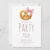 Cute Pretzel Girl Birthday Party 招待状 (正面)