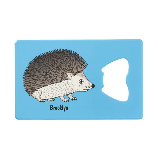 Cute prickly hedgehog cartoon illustration  クレジットカード栓抜き (正面(横))