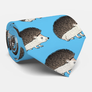 Cute prickly hedgehog cartoon illustration ネクタイ