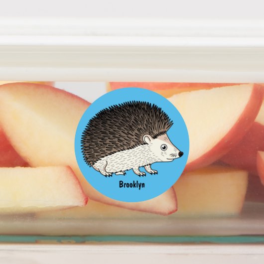 Cute prickly hedgehog cartoon illustration  ラベル (貼付)