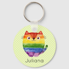 Cute Pride Kitty Watercolor キーホルダー