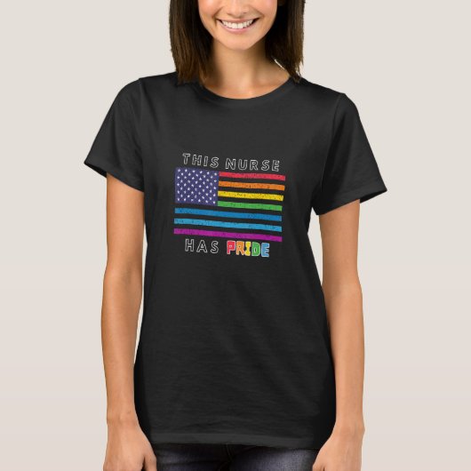 Cute Pride Nurse Graphic Flag  LGBTQ Support Wear Tシャツ (正面)