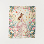 Cute princess with butterflies タペストリー (正面)