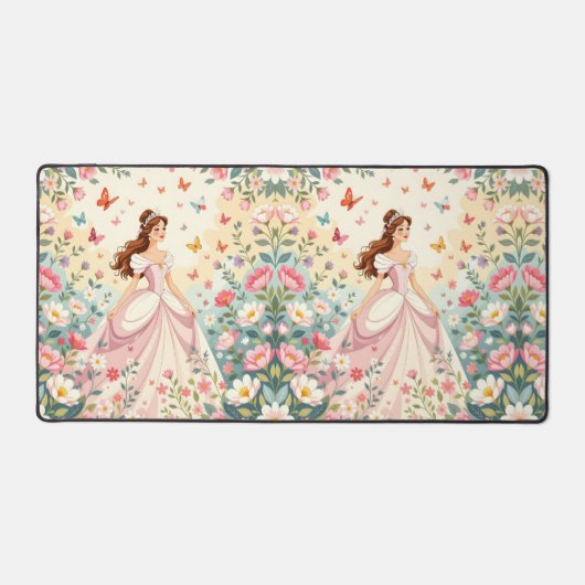 Cute princess with butterflies デスクマット (正面)