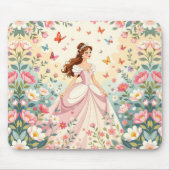 Cute princess with butterflies マウスパッド (正面)