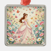 Cute princess with butterflies メタルオーナメント (正面)