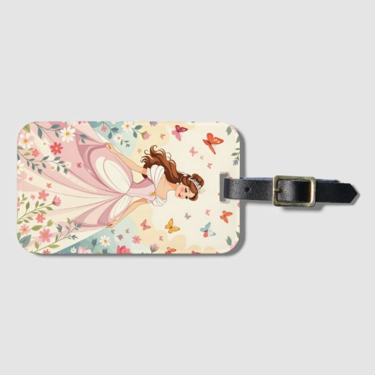 Cute princess with butterflies ラゲッジタグ (正面横)