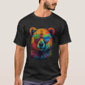 Cute Pro Gay Bear Sunglasses Pride 2023 Rainbow LG Tシャツ (正面)