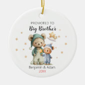 Cute promoted to big brother teddy bears christmas セラミックオーナメント (正面)