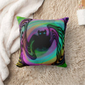 Cute Psychedelic Colorful Bat Throw Pillow  クッション (ブランケット)