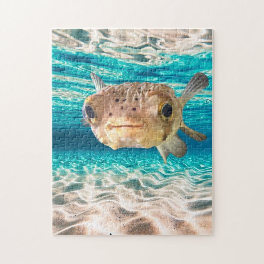 Cute Puffer Fish Ocean Animal Art  ジグソーパズル (縦)