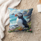 Cute Puffin on the Seashore themed   クッション (ブランケット)