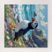 Cute Puffin on the Seashore themed ジグソーパズル (横)