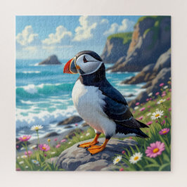 Cute Puffin on the Seashore themed ジグソーパズル