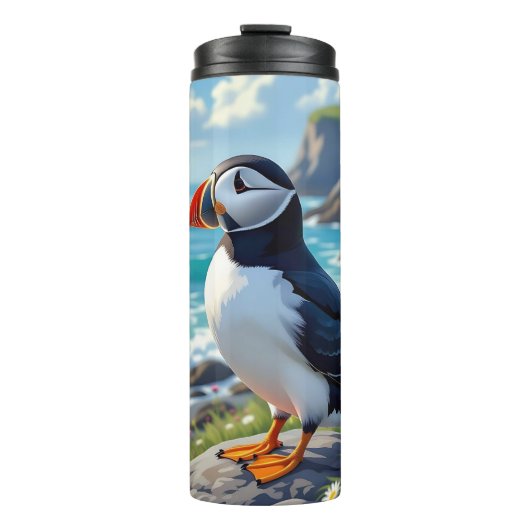 Cute Puffin on the Seashore themed   タンブラー (正面)