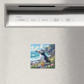 Cute Puffin on the Seashore themed   マグネット (インサイチュ (食洗機))