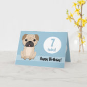 Cute Pugカスタマイズ可能誕生日カード カード (黄色い花)
