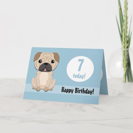 Cute Pugカスタマイズ可能誕生日カード カード (正面)