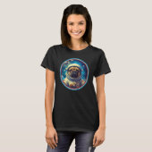 Cute Pug Astronaut In Space Suit Galaxy Dog Design Tシャツ (正面フル)