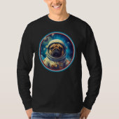 Cute Pug Astronaut In Space Suit Galaxy Dog Design Tシャツ (正面)