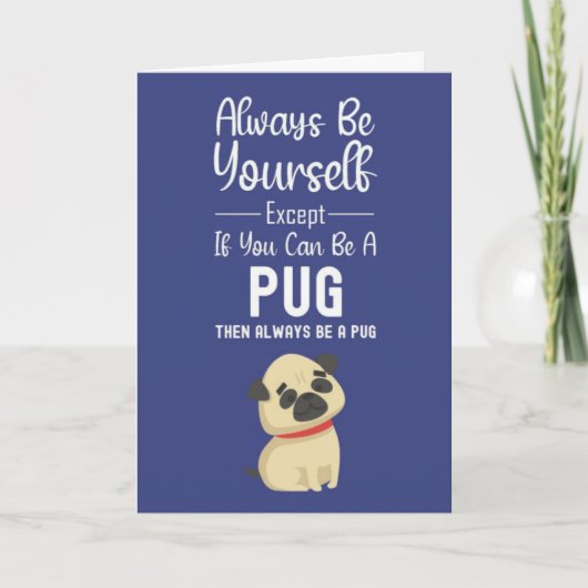 Cute Pug Cards Dog Funny Humor Pet Animal Puppy カード (正面)
