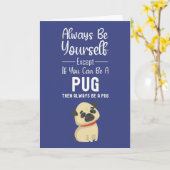 Cute Pug Cards Dog Funny Humor Pet Animal Puppy カード (黄色い花)