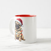 Cute Pug Christmas Santa Pet Dog Lover  ツートーンマグカップ (正面左)