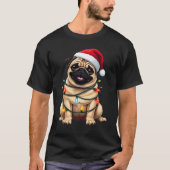 Cute Pug Christmas Santa Pet Dog Lover  Tシャツ (正面)