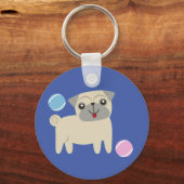 Cute Pug Dog Cartoon Personalised キーホルダー (裏面)