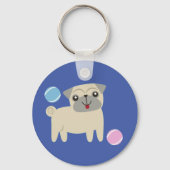 Cute Pug Dog Cartoon Personalised キーホルダー (裏面)