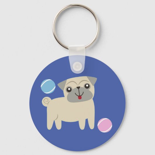 Cute Pug Dog Cartoon Personalised キーホルダー (裏面)