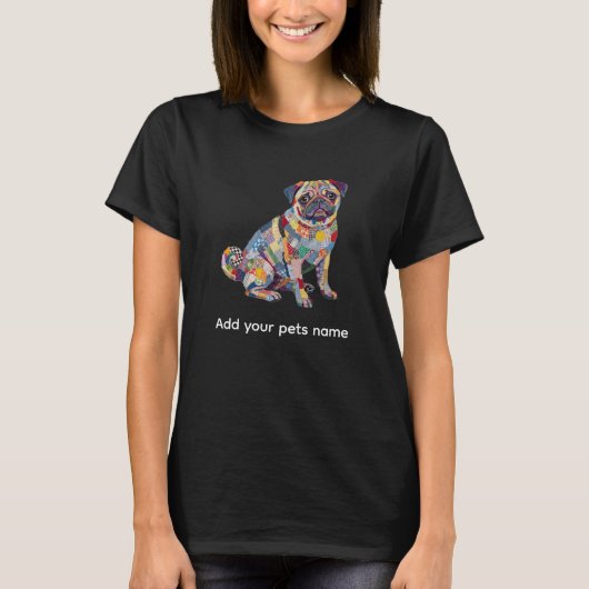 Cute Pug Dog Design T-shirt Tシャツ (正面)