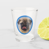 Cute Pug Dog Lover Photo Blue Stocking Stuffer ショットグラス (正面)