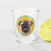 Cute Pug Dog Lover Photo Orange Stocking Stuffer  ショットグラス (正面)