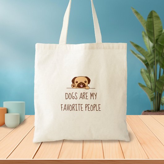 Cute Pug Dog Peeking above Quote トートバッグ