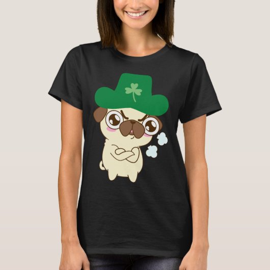 Cute Pug Dog St Patrick s Day  Dog St Patrick s Ha Tシャツ (正面)