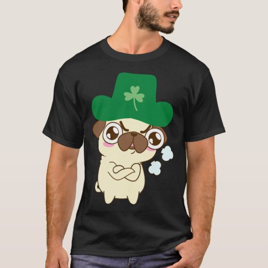 Cute Pug Dog St Patrick s Day  Dog St Patrick s Ha Tシャツ (正面)