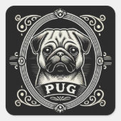 "Cute Pug Dog" Sticker Sheet スクエアシール (正面)