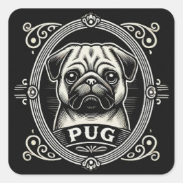 "Cute Pug Dog" Sticker Sheet スクエアシール