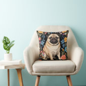 Cute Pug Elegant Colorful Floral クッション (椅子)