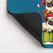 Cute Pug Le Dog Christmas Tree Xmas Hat Long Sleev マウスパッド (コーナー)