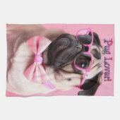 Cute Pug Lover Kitchen Towel キッチンタオル (横)
