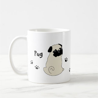 Cute pug mug かわいいパグのイラストのマグカップ コーヒーマグカップ