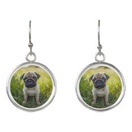 Cute Pug Pair of Drop イヤリング