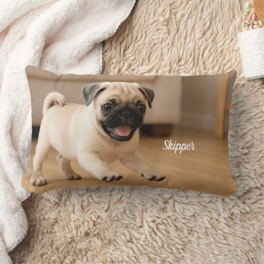 Cute Pug Personalized ランバークッション (ブランケット)