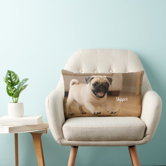 Cute Pug Personalized ランバークッション (椅子)