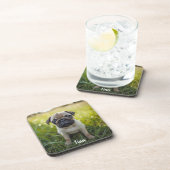 Cute Pug Personalized Beverage Coaster Set コースター (右側)