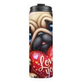 Cute Pug Puppy Love Heart タンブラー (正面)