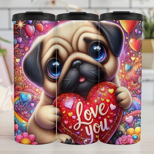 Cute Pug Puppy Love Heart タンブラー