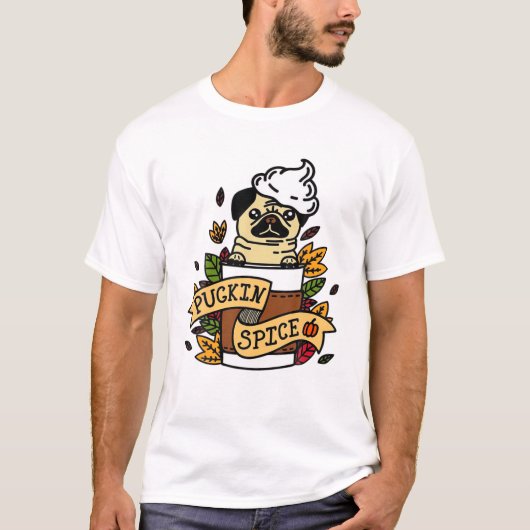 Cute Pugkin Spice Fall Funny Pug Thanksgiving Gift Tシャツ (正面)